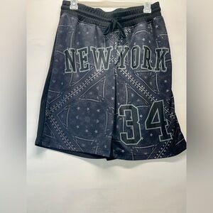 Carbon Athletic‎ Shorts W/New York 34 Graphic Geometric Pattern M Black/Gray